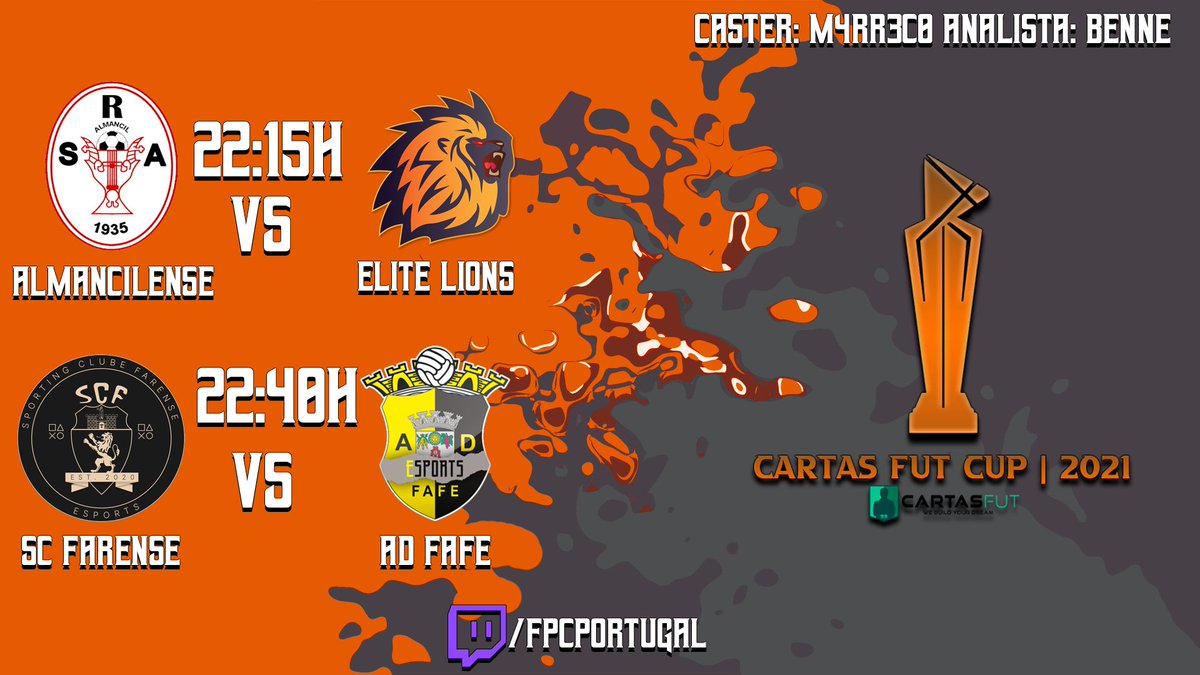 FPCPortugal's tweet photo. Fechamos hoje a Fase de Grupos da Cartas FUT Cup 2021 com mais uma Dupla Jornada
Os jogos em destaque são 

Grupo A

SR Almancilense
 vs 
@EliteLions22 

Grupo B

@scfarense_pc 
 vs 
@adfafeesports 

Podem acompanhar esses jogos em:
https://t.co/gAIOlWNhpU https://t.co/9BUTdI3Gpy