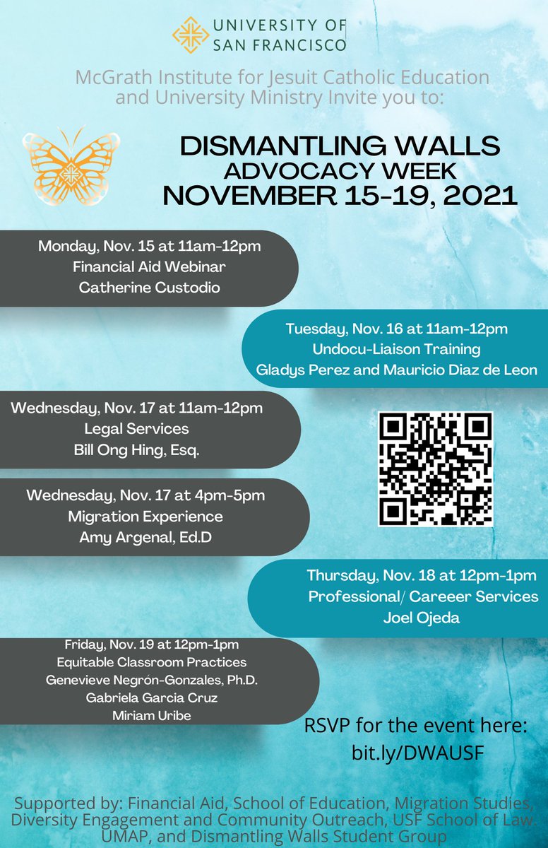 We are excited to co-host this phenomenal event alongside the University Ministry. Please join us in creating space and learning more about the undocumented-student experience and services at USF. Make sure to RSVP!