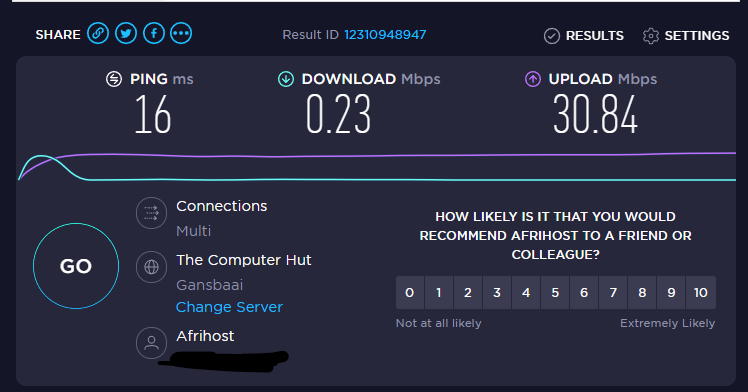 MavDizzle's tweet photo. @FrogfootSupport Getting low speeds in PE. Tried restarting everything. This is on a 30mb line https://t.co/KBJujIldRN