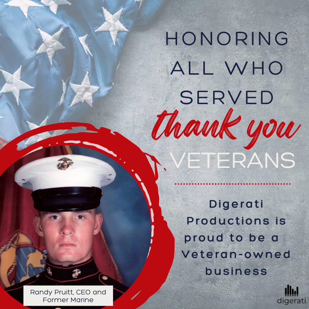 digeratipro's tweet photo. Today marks the 246th year of the United States Marine Corp. Digerati is proud to be a veteran-owned and founded business. Thank You to Randy Pruitt, Former Marine and CEO of Digerati Productions, and to all Veterans for your service and dedication to our country. https://t.co/2HaVNkHyET