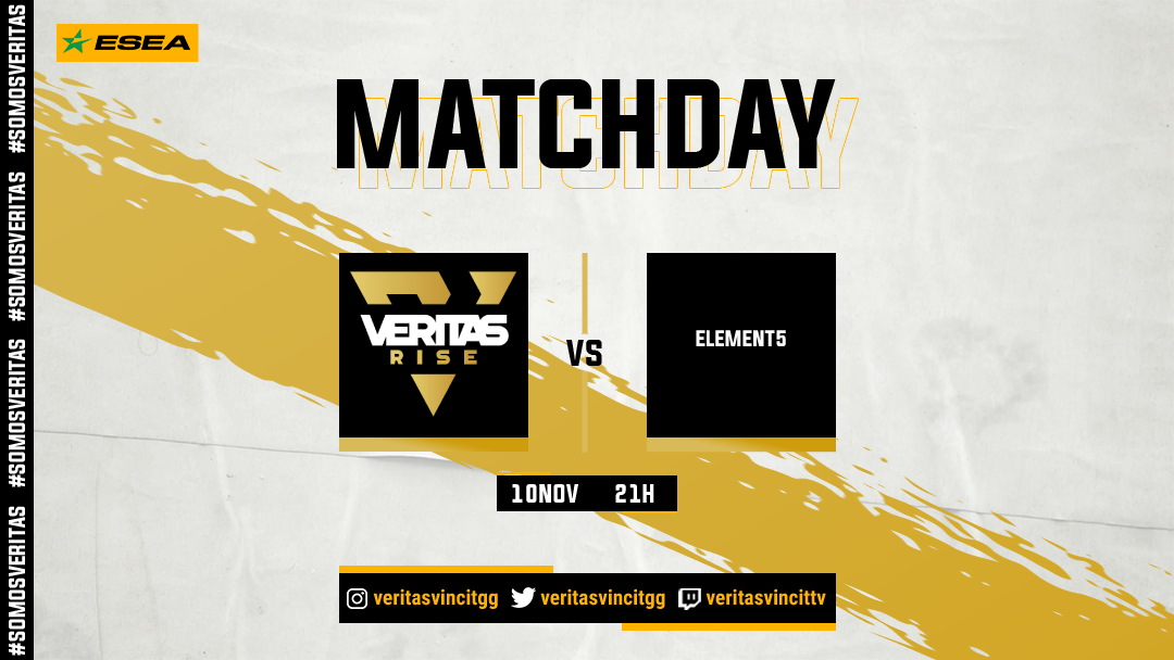 Dia de <a href="/ESEA/">ESEA League</a> Intermediate ⚔️

📊 7º jornada
🆚 #element5 ( 1V-5D)
🗺️ Vertigo

#SOMOSVERITAS 🟡⚫️