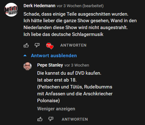 youtube kommentare beim schlagerboom sind... anders