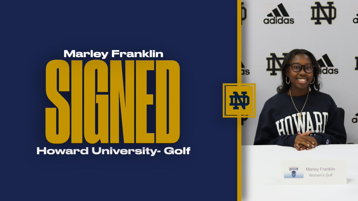 NDAthleticsSO's tweet photo. Congratulations to Marley Franklin on signing with Howard women's golf! 

#KnightLife https://t.co/exw4KkUCva