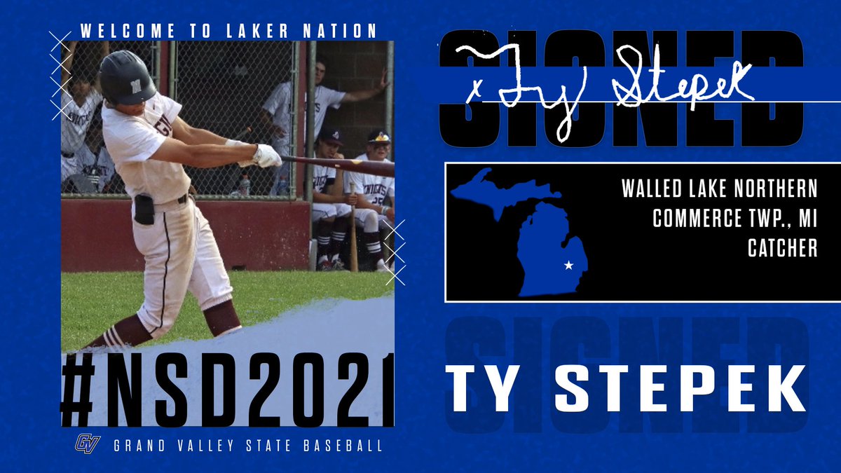 ✍️ Signed Help us welcome the newest member of the GVSU Baseball family, Ty Stepek! ⚾️ Holds school single-season hits (59) and RBI's (42) records! Welcome to Laker Nation! #AnchorUp