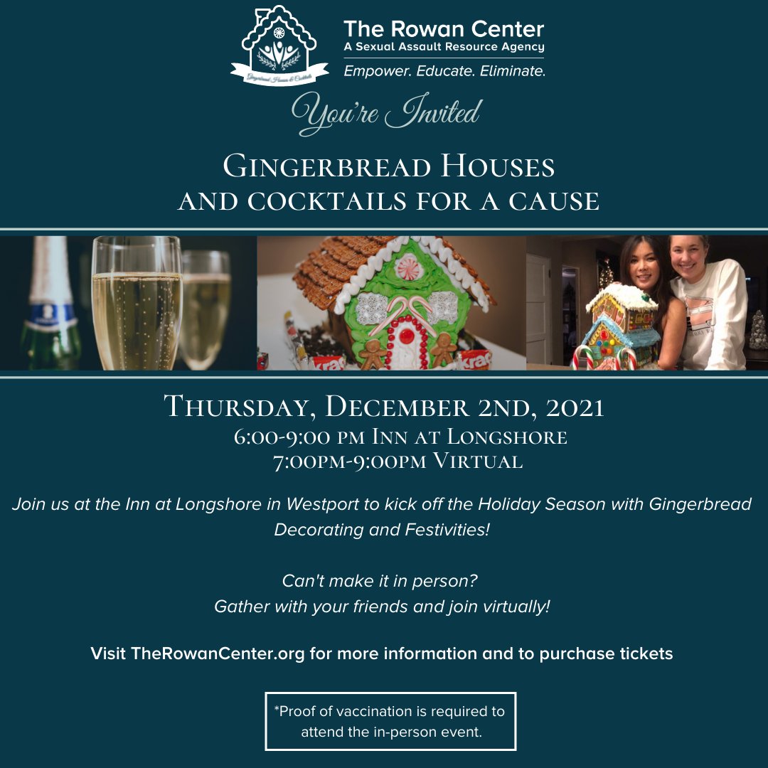 therowancenter's tweet photo. We are officially ON SALE with our Gingerbread Houses &amp; Cocktails for a Cause 2021 tickets! Join us for an evening of festive holiday fun while benefitting The Rowan Center! https://t.co/xfsqs9QRYJ https://t.co/RMTTG3B7l4
