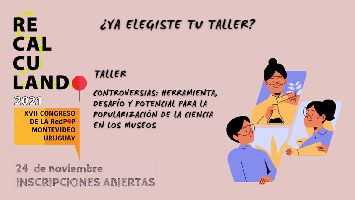 ¿Ya elegiste tu taller de #Recalculando2021? Te presentamos el taller: "Herramienta, desafío y potencial para la popularización de la ciencia en los museos". Este taller será impartido por Luisa Massarani y Yurij Castelfranchi. Más info👇
redpop.org/programa