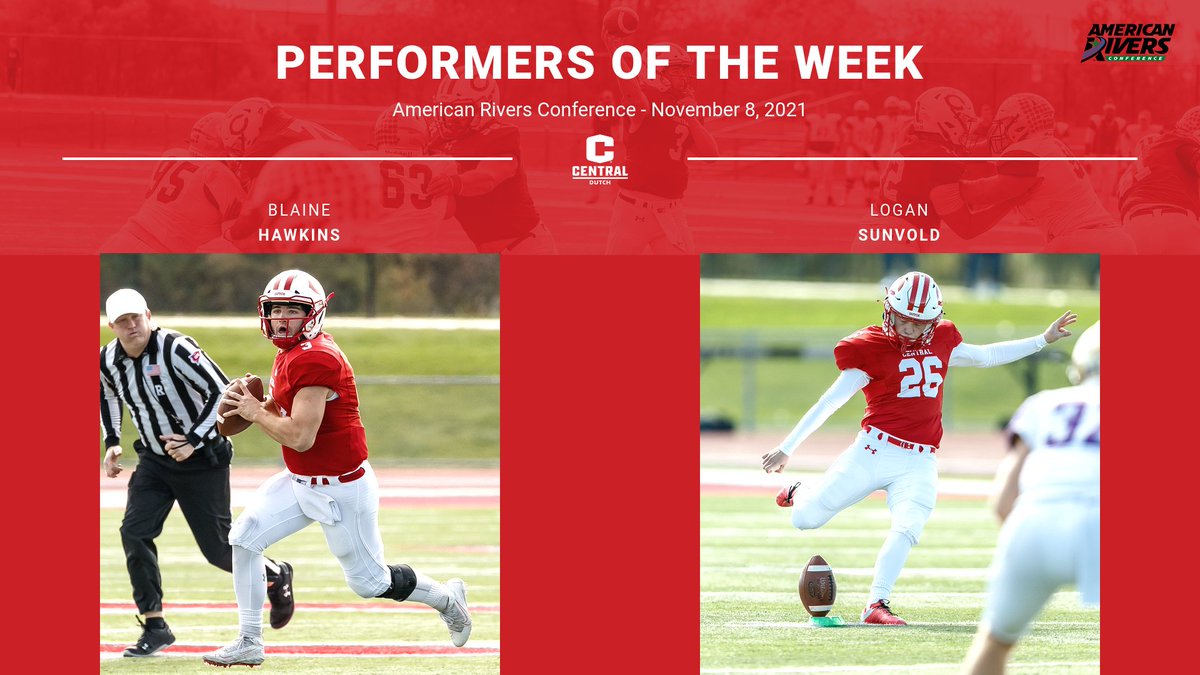 CentralDutch's tweet photo. ICYMI: Two @CUI_Football earn @AmerRiversConf Performer of the Week honors.

📰: https://t.co/GZQKptFAvN

#GoDutch #rollriversFB https://t.co/Tk836y2x4E