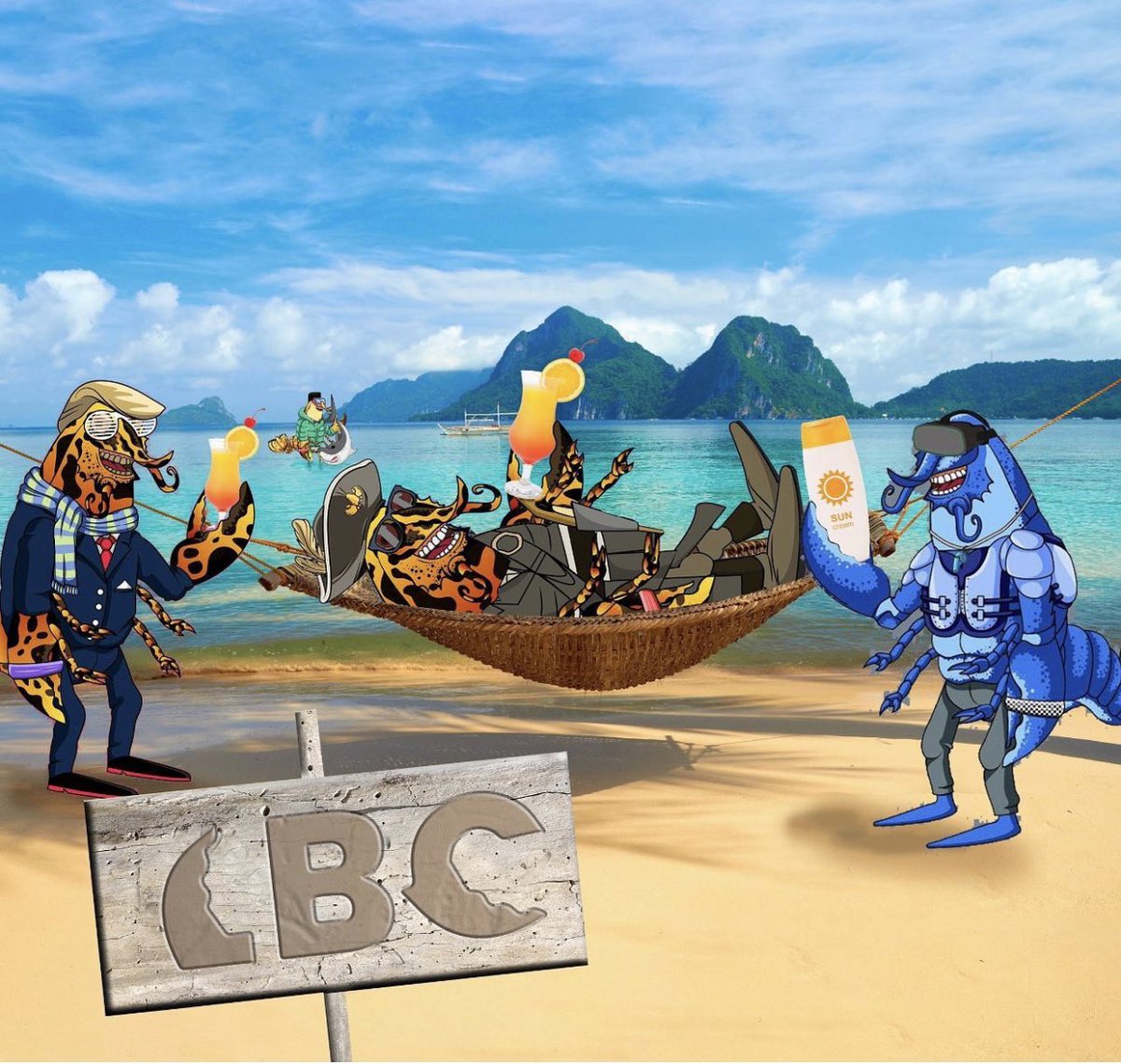 LobsterBC's tweet photo. Hello NFT community! Always sunny at Lobster Beach Club 🌞🦞 https://t.co/FfiarcDcrA