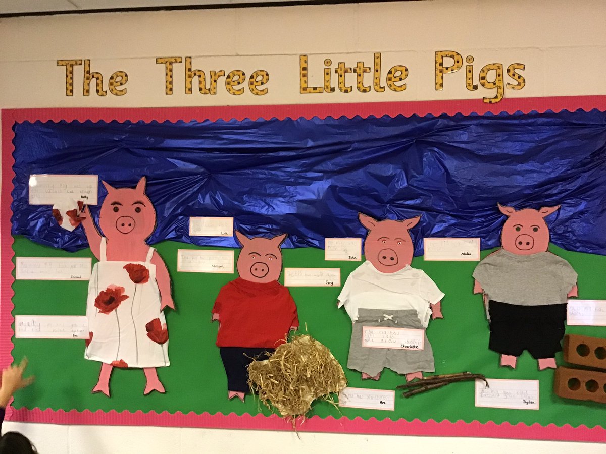 HolyFamilyL8_PE's tweet photo. Toady the children enjoyed looking at their work on our display #DescriptiveSentences #SentenceStructure #CapitalLetters #Fullstop We still have labels left to add #TheThreeLittlePigs https://t.co/jGohExzA2D