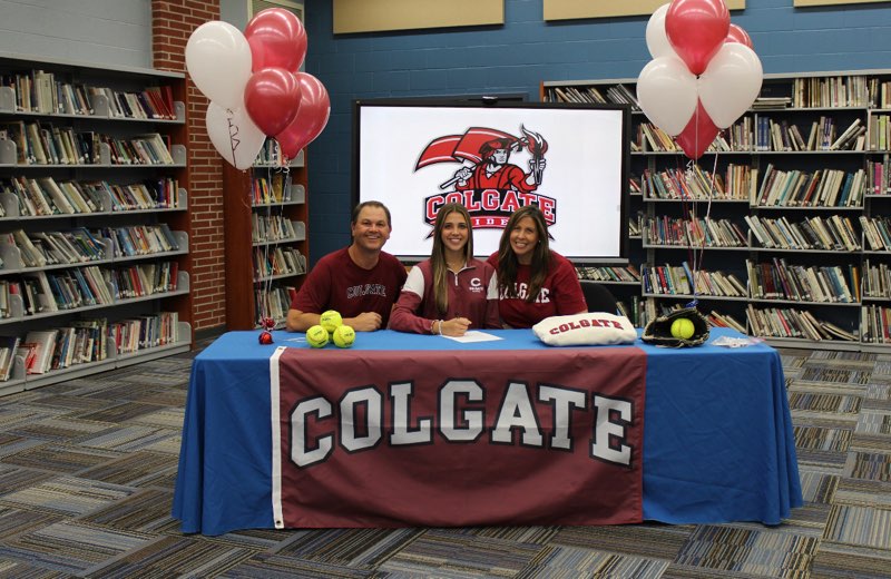 GoldGarvey's tweet photo. Congrats to Alexa Acker on signing her NLI to play softball and pursue her academic interests at Colgate University!!! #Rockstrong https://t.co/5CGldsDPLE
