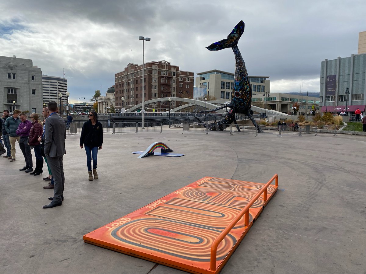 News4Reno's tweet photo. City plaza in downtown Reno is now a temporary skate park with a few removable features. What do you think of the new addition?

Story: https://t.co/ixroHRcxuk https://t.co/lY33h8TsUo