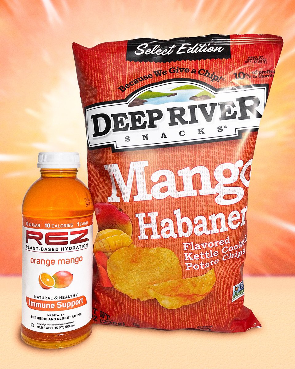 DrinkRez's tweet photo. @deepriversnacks and REZ make snack time great with a mango explosion 🥭💥 https://t.co/4KxxqYqtq0