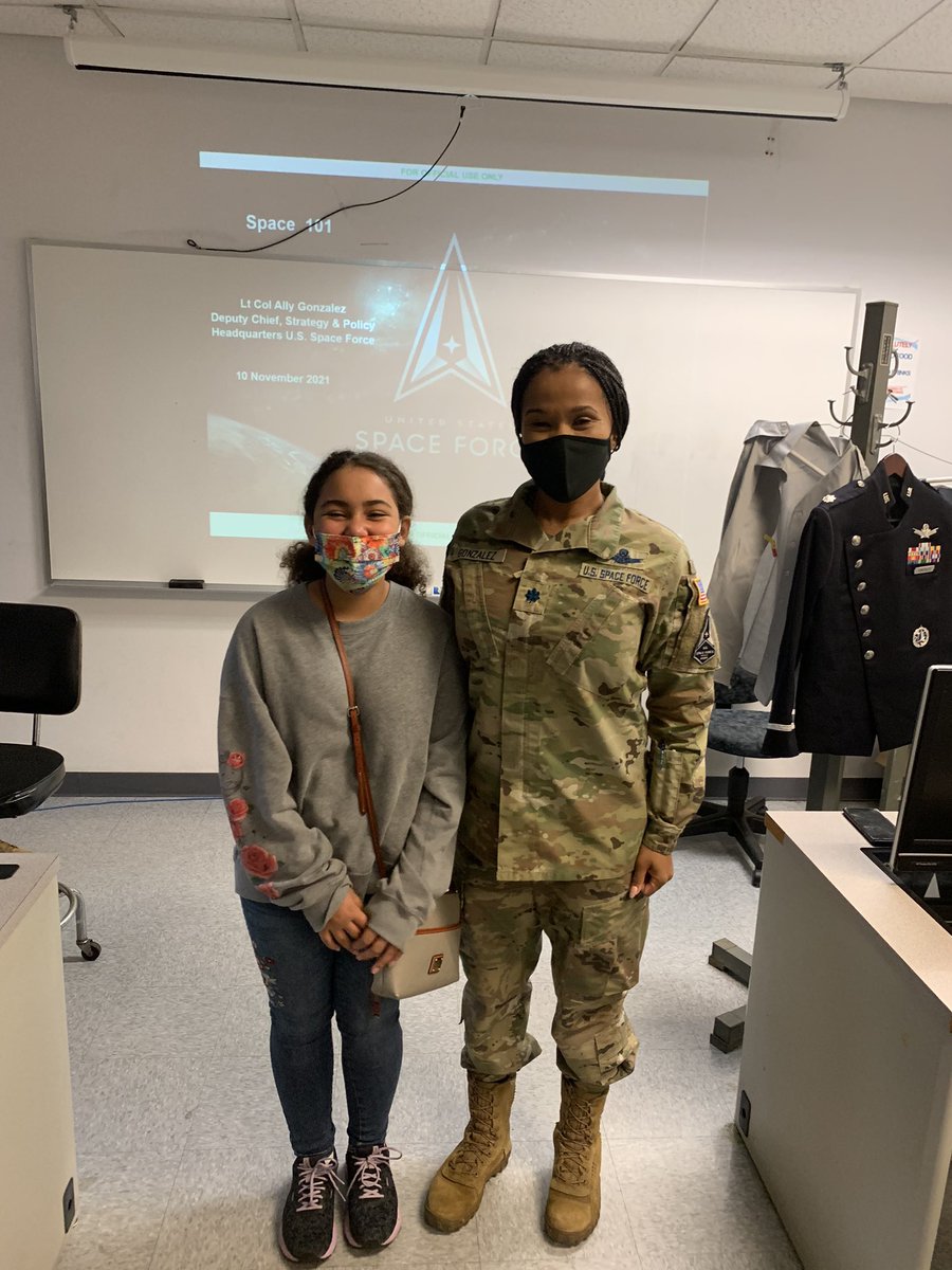 Raven with the Deputy Chief of Strategy and Policy for the US Space Force during an ROTC cadet briefing at Howard University. <a href="/HumbleISD_KMS/">Kingwood Middle</a> <a href="/laurarpowell1/">Laura Powell allcitizensgetaballot</a>