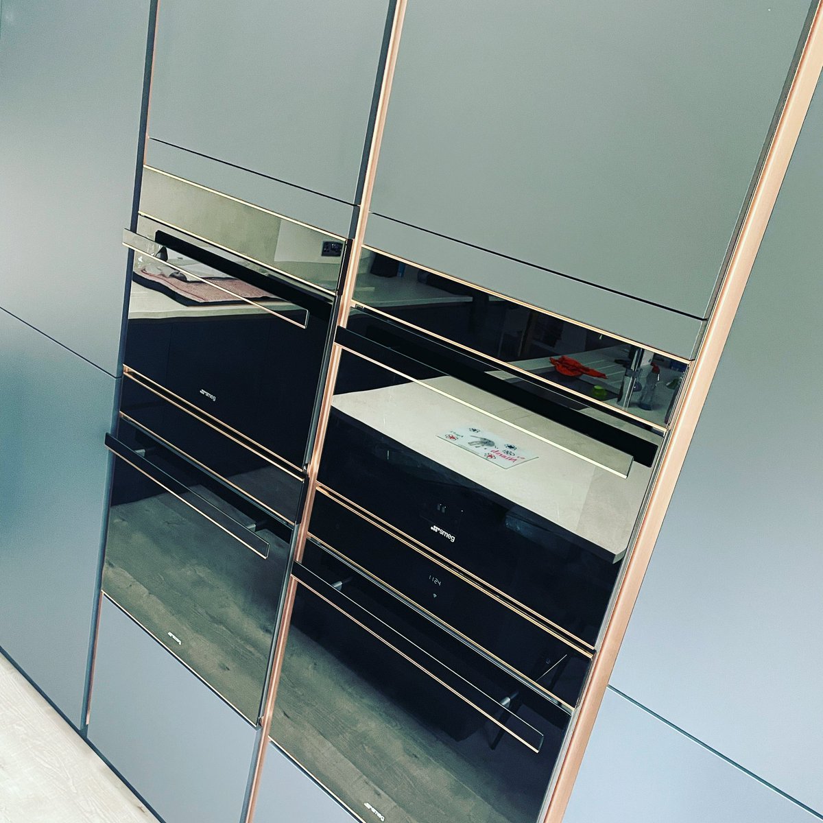 Things you love to see 😍😍, Latest install of Smeg appliances from the Stil Novo Range really complements the Indigo Blue New York range with copper trim finish. #kitchens #cheshirelife #immerse #design