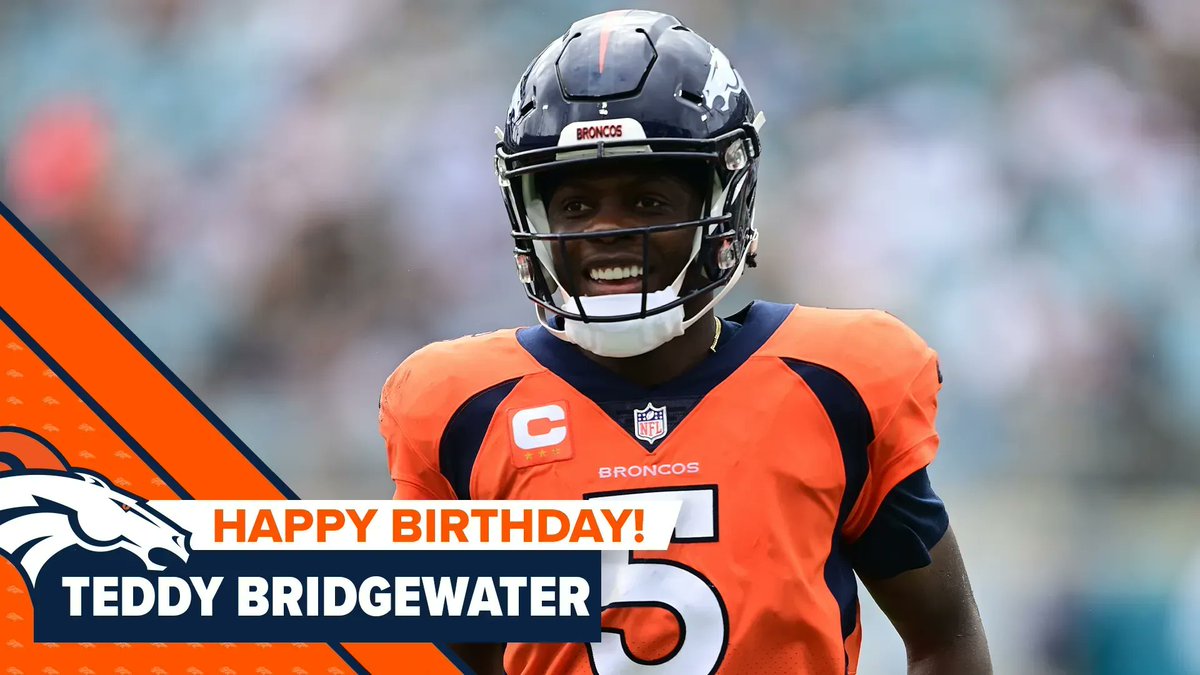 Broncos's tweet photo. RT to help us wish Teddy Bridgewater a happy birthday! 🥳 https://t.co/8trrIWRaxx