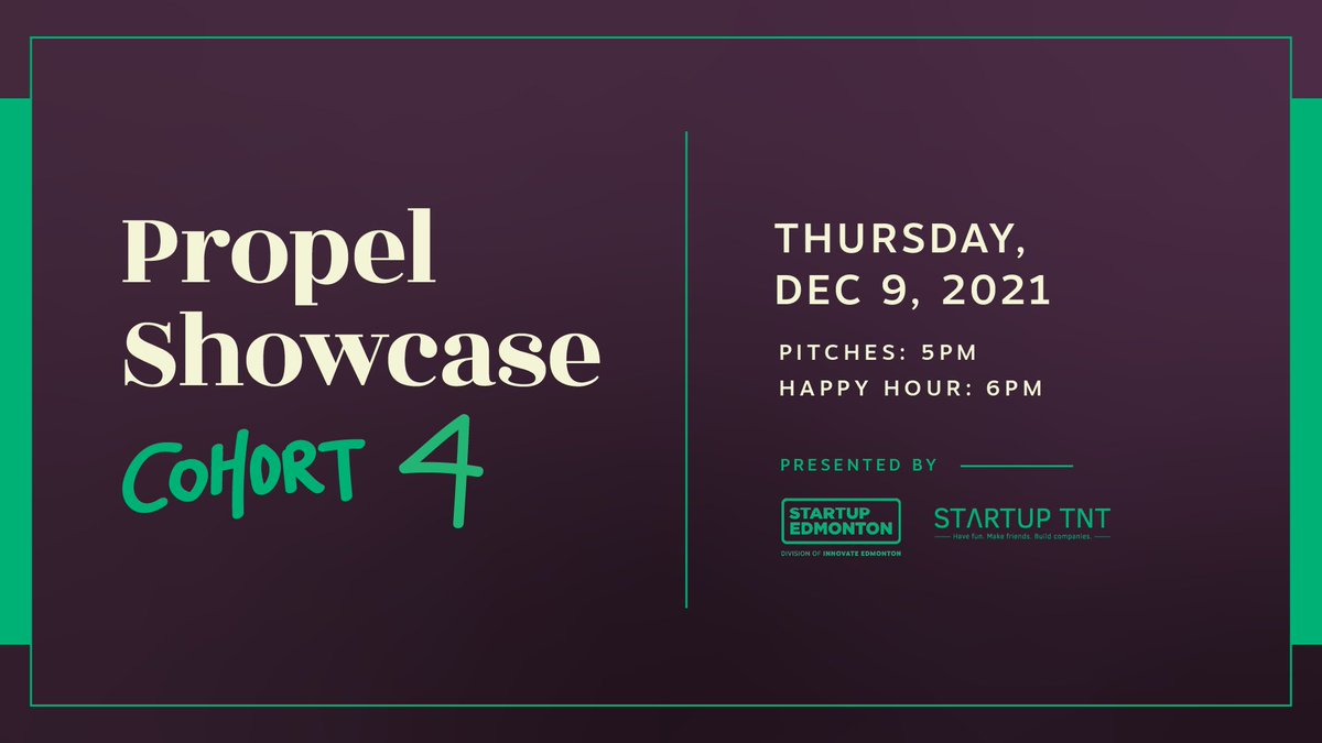 EdmontonUnltd's tweet photo. Propel Showcase is upon us! Save the date and get your free ticket today.📆

Tickets and more details: https://t.co/P9iraEfUMr
#yegtech #innovateyeg https://t.co/oZPqUWgGjv