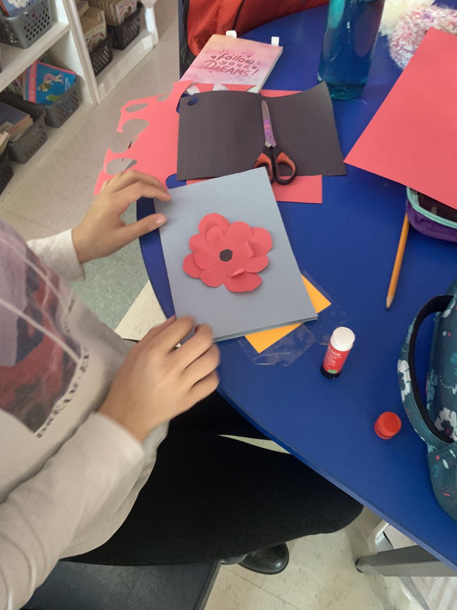 mspharand's tweet photo. We have been working hard on our Remembrance cards that will be dropped off for Veterans at our local @RoyalCdnLegion I am so impressed with my students thoughtfulness and creativity. #postcardsforpeace https://t.co/owOOsad39H