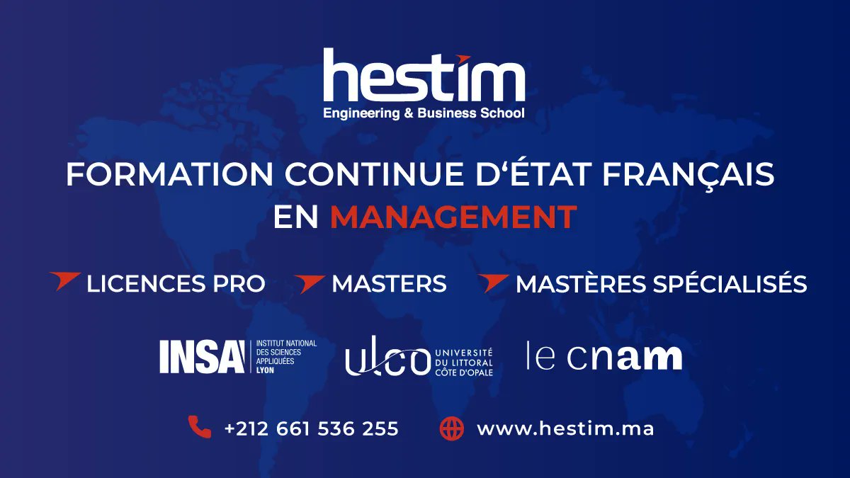 HESTIMofficiel's tweet photo. @HESTIMofficiel vous propose des licences et masters d'État Français  en management en formation continue. Candidature sur : https://t.co/FlGa7l8sJJ
#formation #continue #licences #masters #Management #HESTIM https://t.co/9DdHy7eccJ