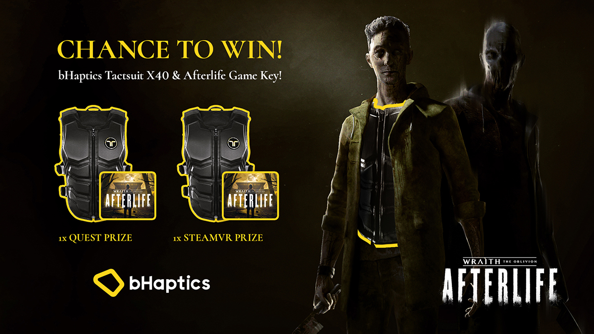 WraithAfterlife's tweet image. To celebrate the addition of #bHaptics support in #WraithTheOblivionAfterlife we've teamed up with @bHaptics to bring you an epic giveaway!

🏆 2x bHaptics Tactsuit X40 (Oculus/Steam) + game key!

👇 Enter below 👇
#Oculus: bit.ly/3qlP3fV
#Steam: bit.ly/3knHVfm