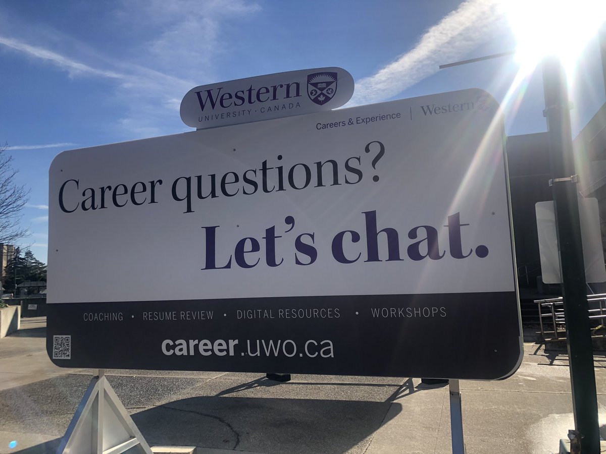 jeffwatson99's tweet photo. I was walking across #westernu campus and was delighted to read this message basking in the sun’s glow. Students …if you were looking for a sign… This sign is for you! @westernuSE #careers https://t.co/NaS3rj3Lgs