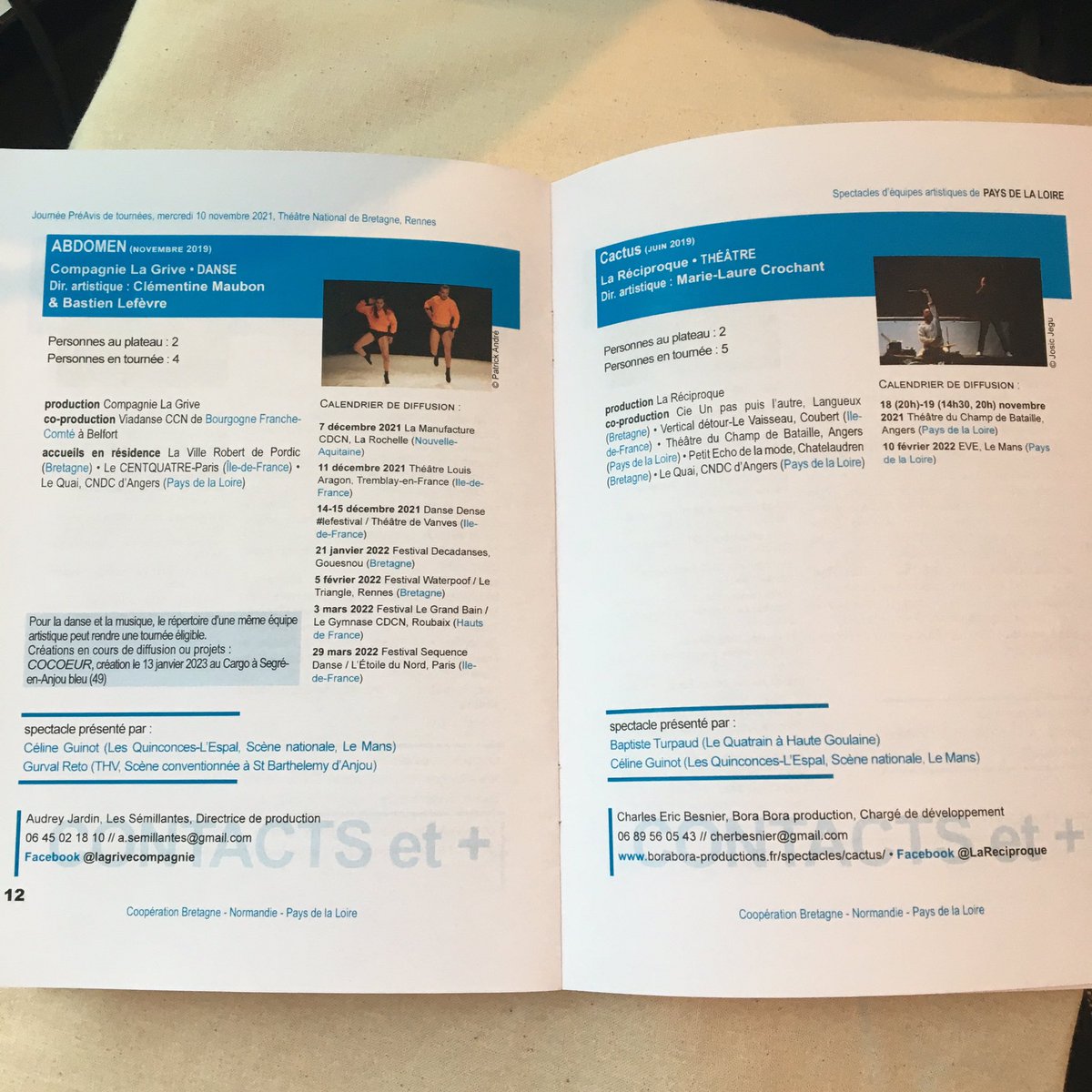 SVBretagne's tweet image. 4 de Pays de la Loire présentés par des resp. de programmation : ABDOMEN/Cie La Grive #danse • Cactus/La Réciproque #théâtre • Le Complexe du pingouin/Cie Le Mouton Carré #marionnettes • Winter is coming/Théâtre des Faux Revenants #théâtre