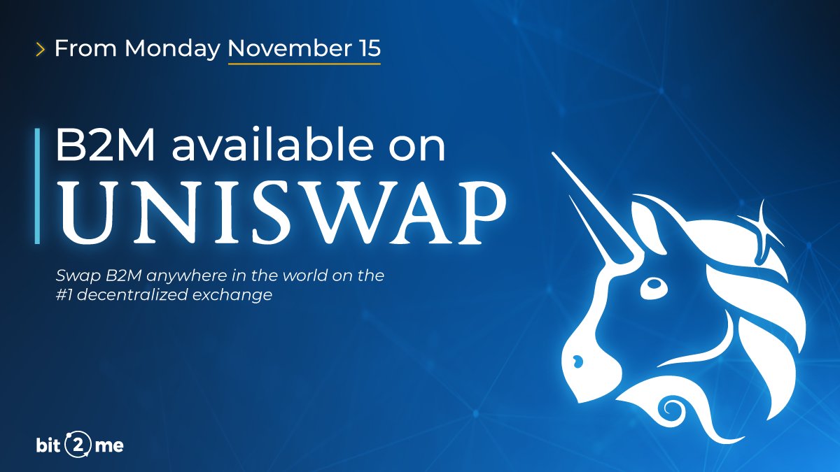 bit2me's tweet photo. 💣️💥 BOOM!!! 💣️💥 BREAKING NEWS... 

🦄 B2M is coming to @Uniswap 

From MONDAY the 15th, we break down the borders so that #B2MToken can be purchased in any country, from the largest #DECENTRALIZED EXCHANGE in the world and without intermediaries. https://t.co/cGP84iBNKC