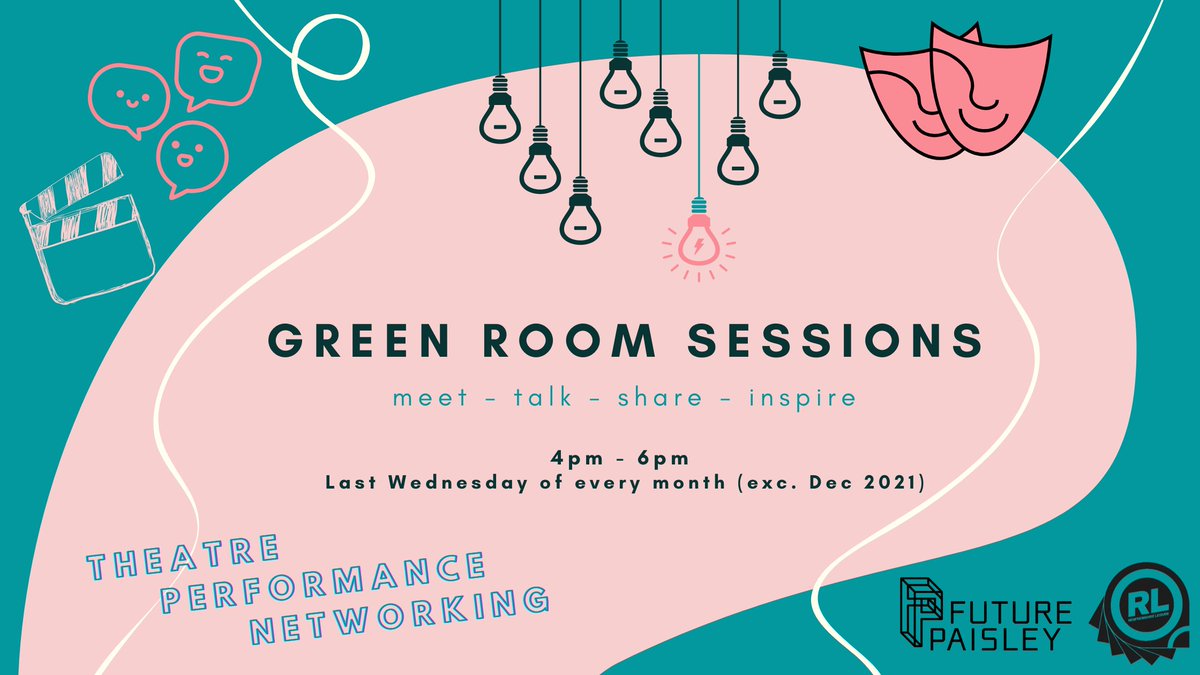 PaisleyArts's tweet photo. Our 1st #GreenRoomSession is 2 weeks today, have your booked yet? These free to attend hang-outs are for people working in #theatre and #performance to network, connect, share and inspire. https://t.co/6bCwah7BEw What would you like to talk about? #networking #collaboration #arts https://t.co/jKTmdz7Iie