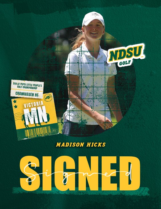 NDSUgolf's tweet photo. Official! 🖊️

Welcome to the Bison family, Madison! 

#GoBison https://t.co/gxY86gC9Xh