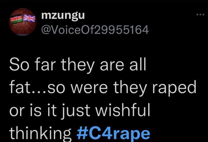 FlopsyPickle's tweet photo. Seeing the tweets from this thread aren’t surprising sadly. Men making disgusting comments about victims, either because they think it’s funny, or because they really feel that way. They wonder why we feel let down & threatened by them. Here’s a few of their tweets #c4rape https://t.co/txwxsCMgAn