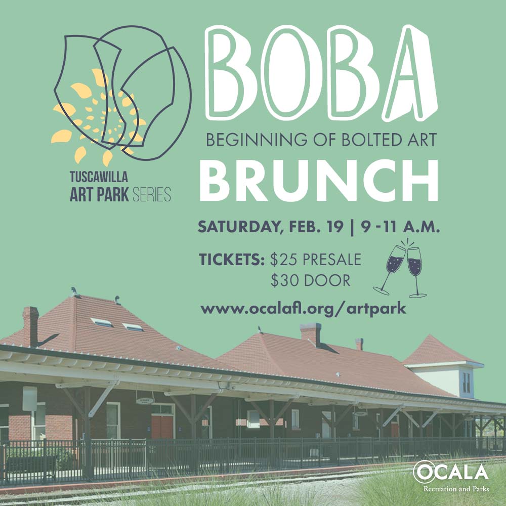 ArtsOcala's tweet photo. Join us at the BOBA Brunch at @maxocala! Before taking your stroll around the newly installed sculptures at Tuscawilla Park, engage with the artist panel, music, brunch, and mimosas.

Tickets: $25 online/$30 door

$5 of every ticket will benefit a local non-profit arts agency. https://t.co/ZbNMd6OtWB