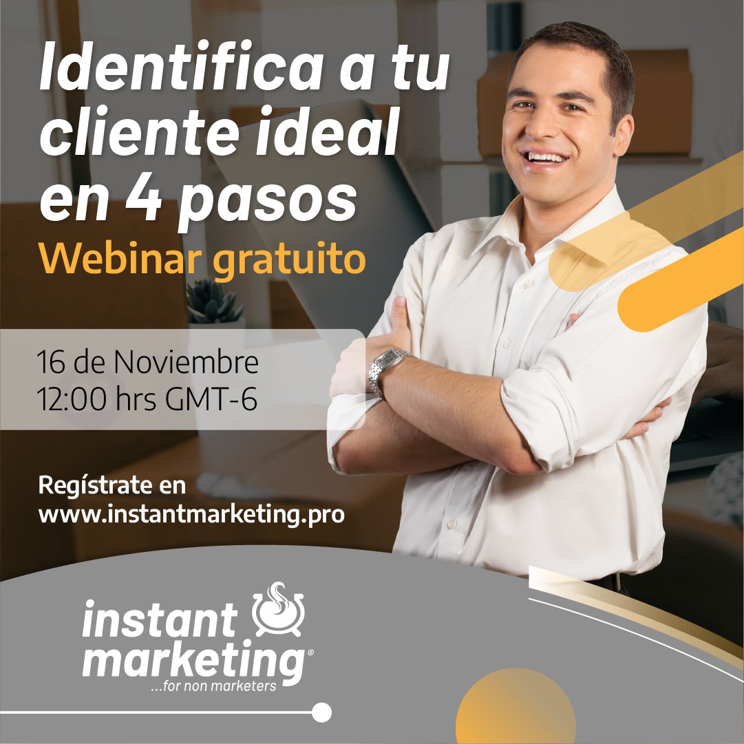 4nonmarketers's tweet photo. Próximo martes se impartirá el Webinar donde aprenderás a identificar a tu cliente ideal, lleva tu negocio al siguiente nivel. No olvides registrarte: https://t.co/b8uWdzvYZL

#instantmarketing #marketingacademy #marketing4nonmarketers #marketing #plandemarketing #marketingplan https://t.co/g3ciUKjMVW