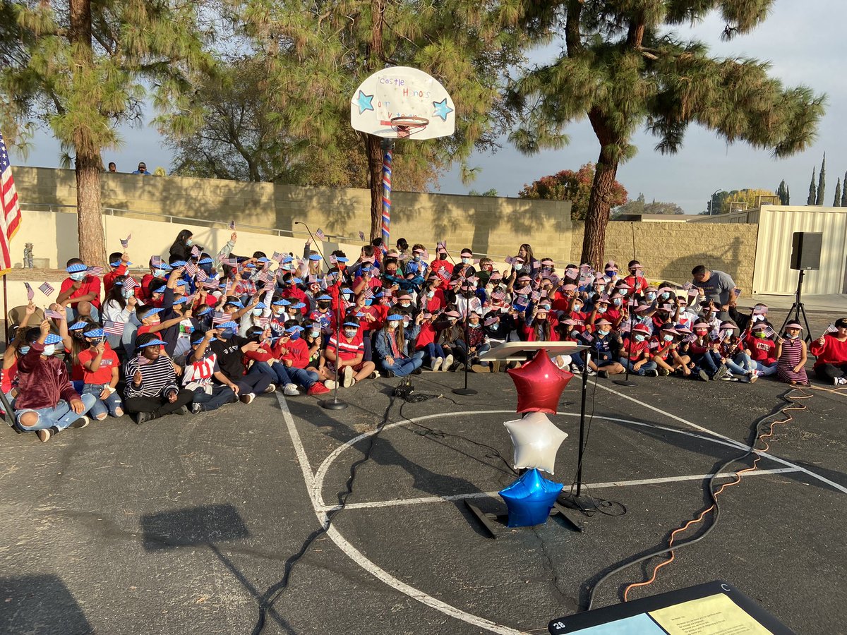 Getting ready for the annual Veterans Day program at Castle Elementary.