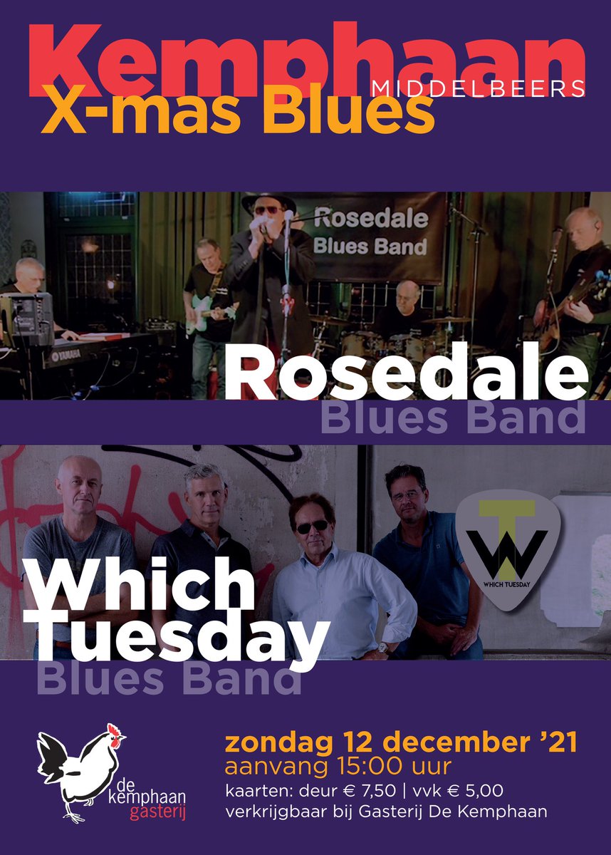 Zondag 12 december X-MAS blues LIVE, bij De Kemphaan. Start 15.00 uur. Kosten &amp; 5,00 in voorverkoop bij De Kemphaan en € 7,50 bij de deur op 12 december. Kom gezellig genieten👍🎵🎼