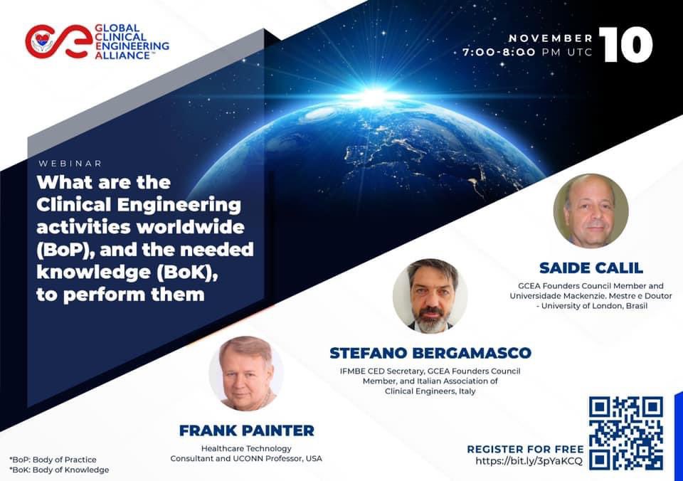 gcealliance's tweet photo. Join us for the third GCEA Webinar 👩🏻‍💻 : What are the Clinical Engineering activities worldwide (BoP), and the needed knowledge (BoK), to perform them ✅ .

Free registration ✍️ : https://t.co/uwMWSs0yoR

#ClinicalEngineering #HealthTechnologyManagement #HealthTechnologyAssessment https://t.co/tiX7Qs2vaH