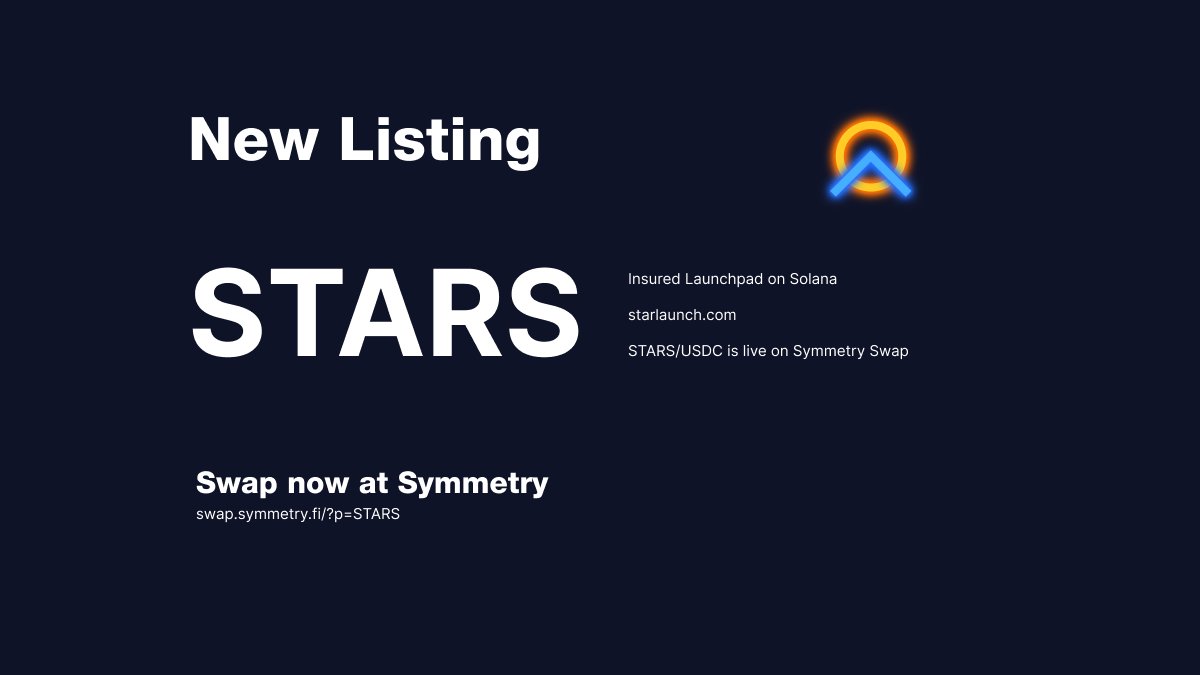 symmetry_fi's tweet photo. 🚀 New Listing!

$STARS now listed on Symmetry Swap!

➡️ https://t.co/nLCQ6s6Xza https://t.co/6ZvaFiaR6y