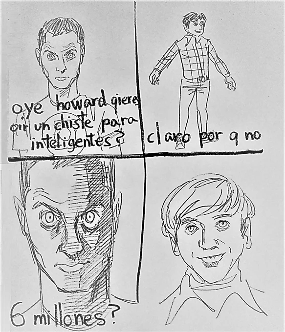 Dibujo antiguo basado en un meme antisemita de The Big Bang Theory 