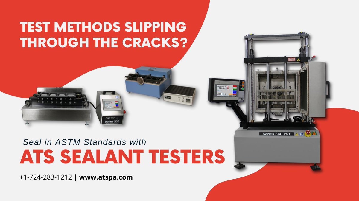 AppliedTest's tweet image. Test methods slipping through the cracks? Seal in ASTM Standards with ATS Sealant Testers.
Visit atspa.com/materials-test… for more information.