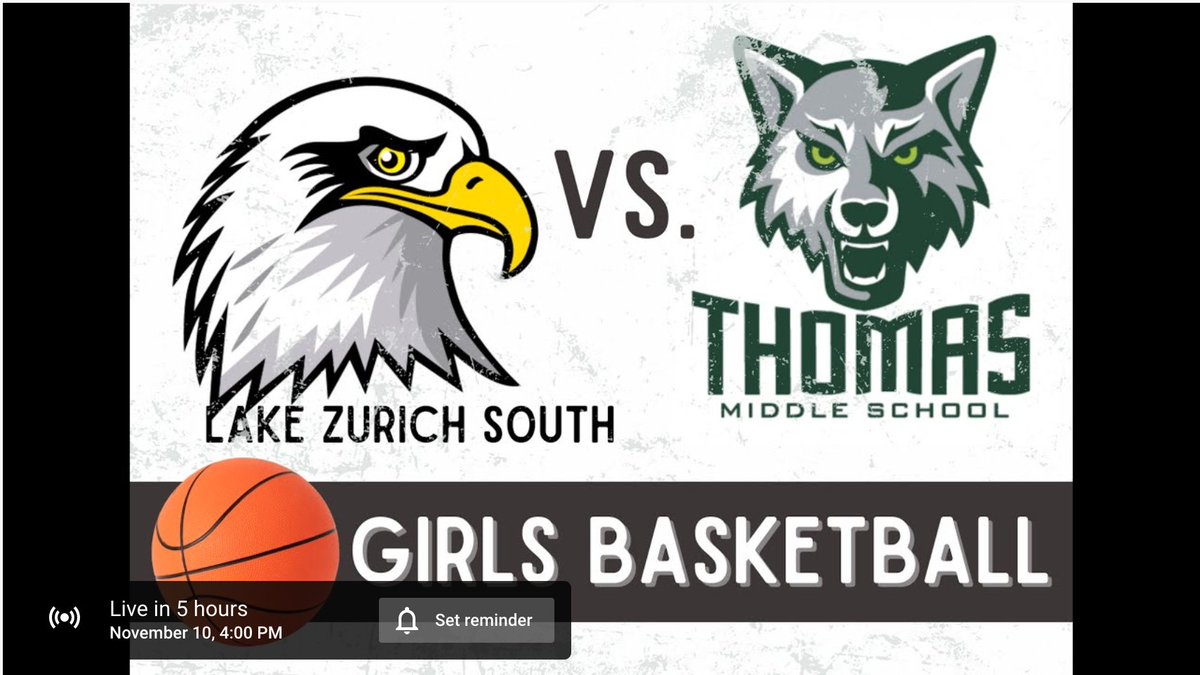 The Eagles of Lake Zurich South visit the Wolves Den this afternoon.  7th grade girls play first at 4:00pm.  Streaming live: youtube.com/watch?v=MAR-1D…
