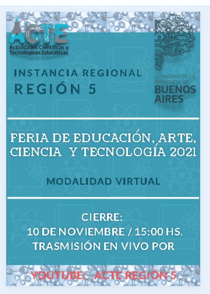 Hoy en vivo a partir de las 15  el cierre de la instancia regional de región 5 de #FeriasDeCienciasPBA en el siguiente enlace <a href="/ClaudiaBracchi1/">Claudia Bracchi</a> <a href="/BAeducacion/">Educación PBA</a> youtube.com/channel/UCdEMF…