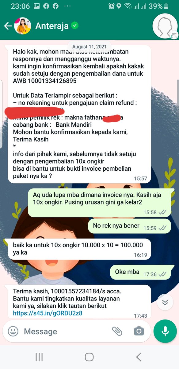 faamakna's tweet photo. @anteraja_id hai kak, pengembalian dana utk AWB ini kenapa ga nyampe nyampe ya? Masih butuh berapa lama lagi prosesnya? Ini kali pertama paketku ilang sama kurir. https://t.co/FrqqFmqoCh
