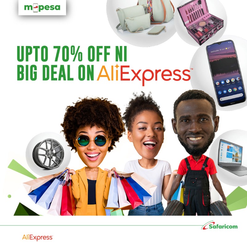 SafaricomPLC's tweet photo. Every Thomas, Dickson and Harrison watakuwa AliExpress shopping for the biggest deals of the year. Si siri, on https://t.co/GJq3hHHSep utapata upto 70% discounts na ukilipa na M-PESA upate 10% cashback. Twende https://t.co/GJq3hHHSep! #BigDealsNiBigDeal