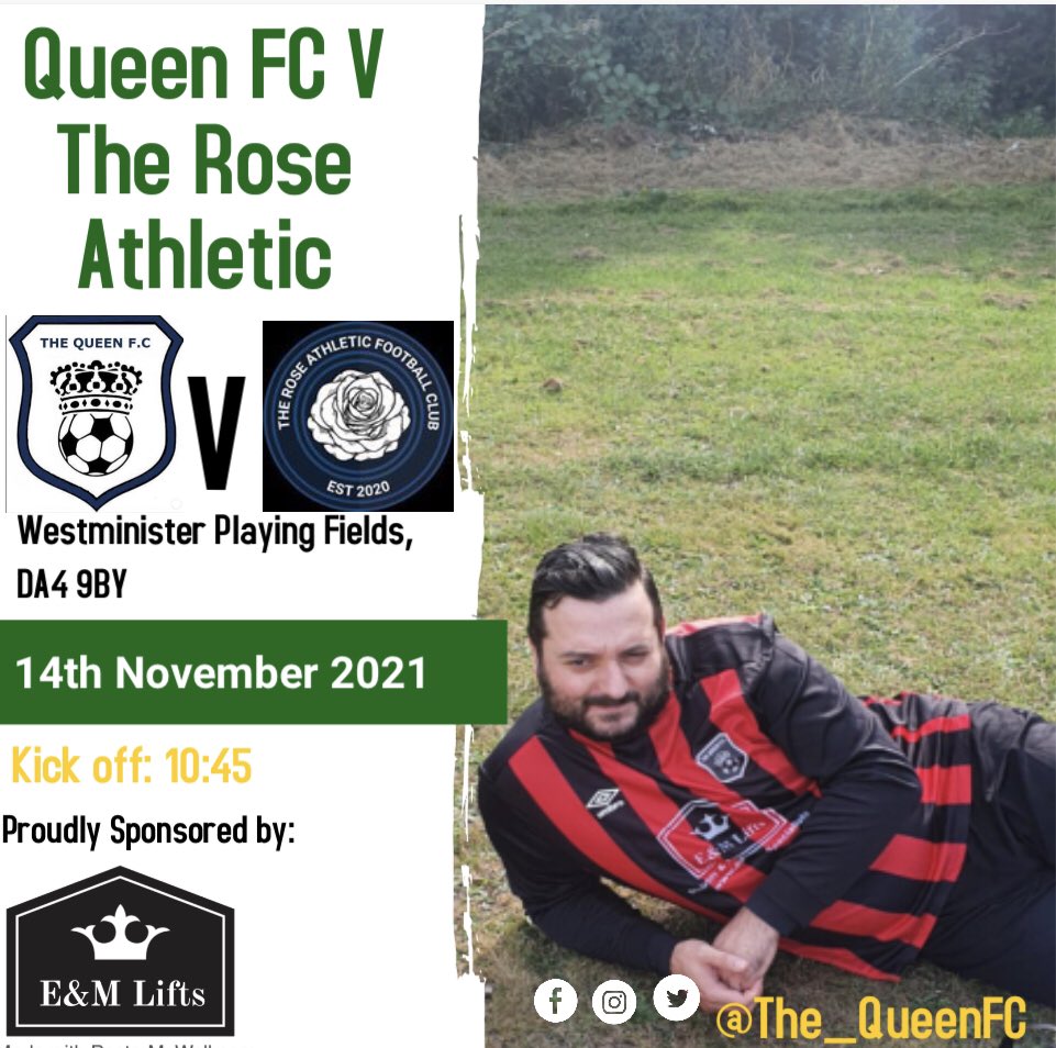 ⚽️ <a href="/The_QueenFC/">The Queen FC</a>  v @RoseAthletic 
League Cup B 
10:45 KO

Looking to continue our run of fine form against a tough opposition!

Bring on Sunday! Up The Queen! #COYQ⚽️
