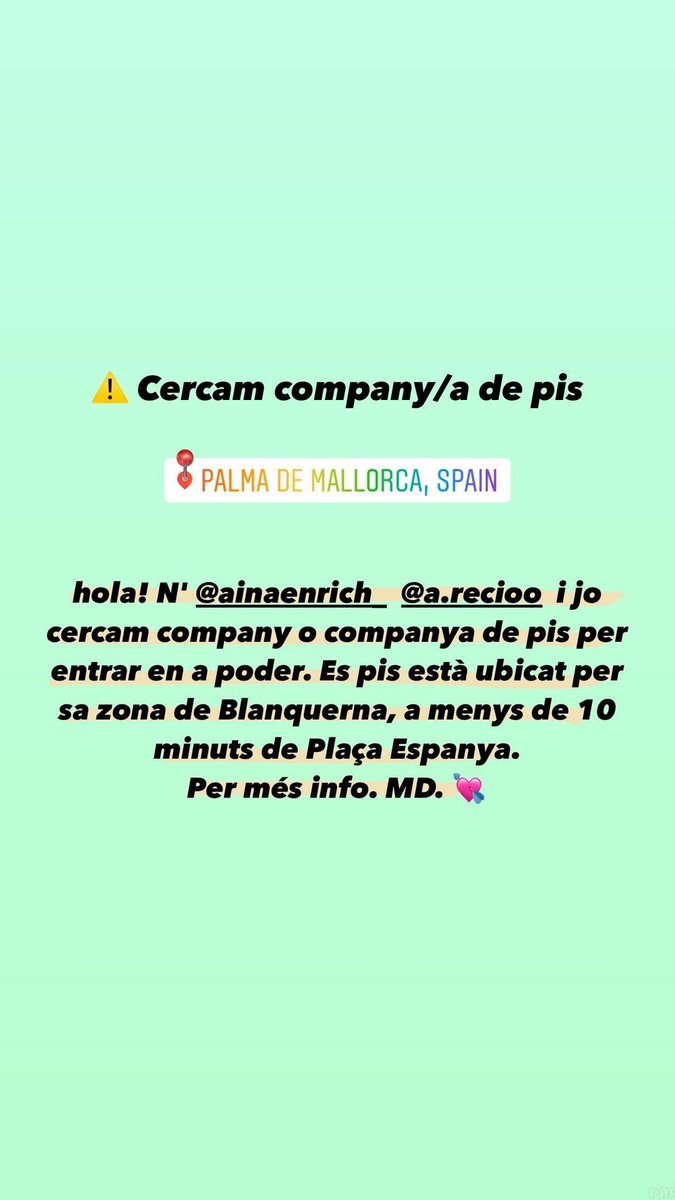 Hola! Cercam company/a de pis per entrar en a poder. Es pis està ubicat per zona Blanquerna, a menys de 10 minuts de Plaça Espanya. 
Agraïriem difusió, moltes gràcies! 💘