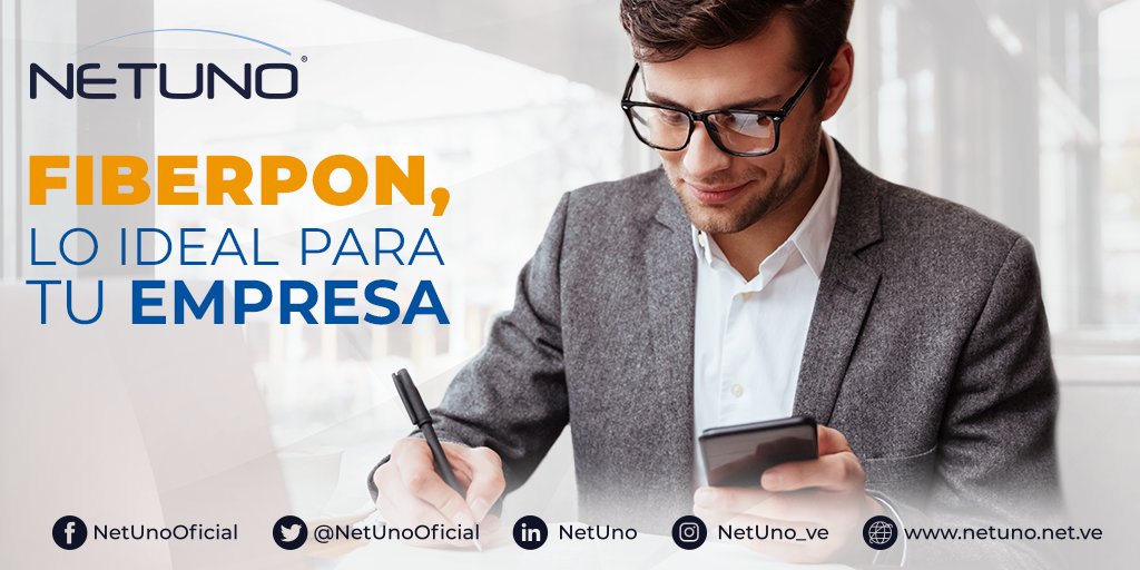 NetUnoOficial's tweet photo. ¡Internet vía fibra óptica! Te invitamos a conocer FiberPON, sus beneficios y planes  que se adaptan a las necesidades de navegación de tu empresa. Ingresa a nuestra página web en la sección Empresas-Internet.

#FiberPON #InternetEmpresas #InternetDeNetuno #InternetEnVenezuela https://t.co/cngCJfudhq