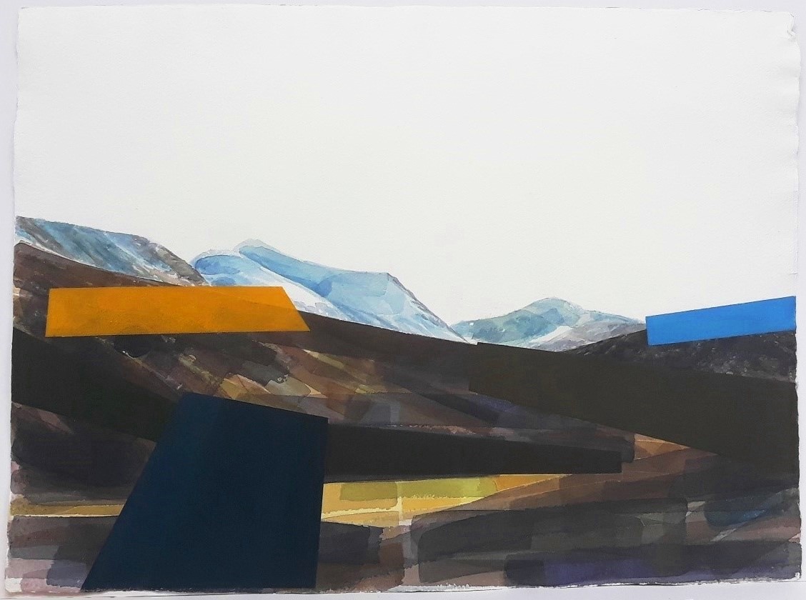 MartynLukey's tweet photo. Studio time. Work in progress. Watercolour and pastel on paper 76x56cm #landscape #watercolour #scotland #drivingthrough #obscured https://t.co/lqLnAktLhi