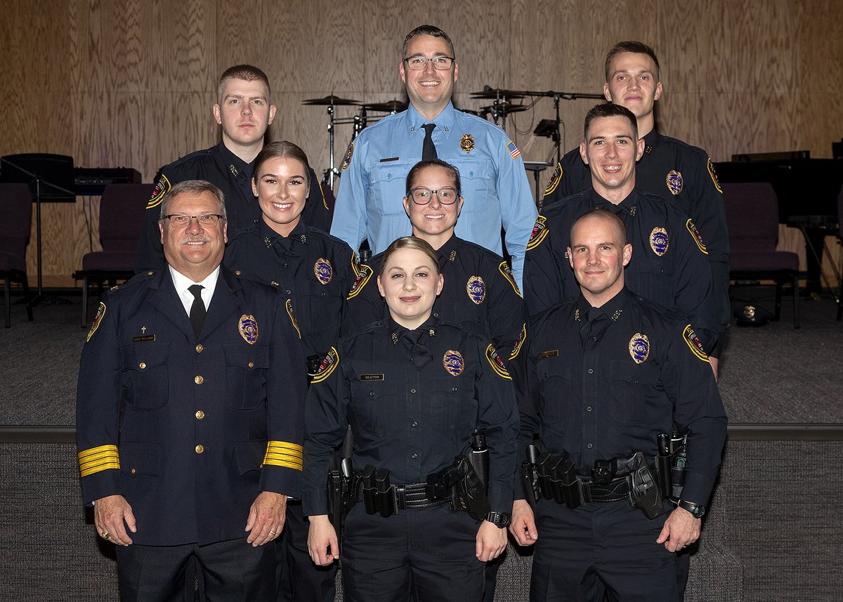 SGFPolice's tweet photo. SPD held graduation ceremonies for the 74th Police Academy Nov. 9, 2021.  One of the eight new officers will be serving as a Fire Marshall. #goSPD https://t.co/x4Pxmmj41j