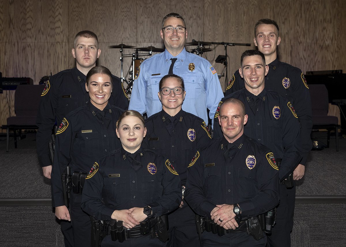 SGFPolice's tweet photo. SPD held graduation ceremonies for the 74th Police Academy Nov. 9, 2021.  One of the eight new officers will be serving as a Fire Marshall. #goSPD https://t.co/x4Pxmmj41j