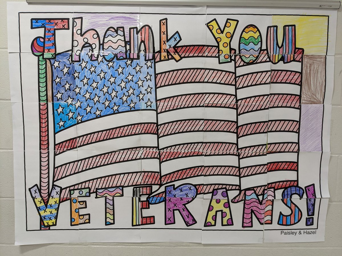 Today, I read Windflyers, by Angela Johnson and beautifully illustrated by <a href="/lorenlong/">Loren Long</a>, with my J3 1st graders🛩️ After learning about the amazing Tuskegee Airmen, J3 worked as an incredible team to create a GIANT thank you to our veterans ♥️ 🇺🇸 <a href="/JeffersonLabs/">Jefferson Labradors</a>