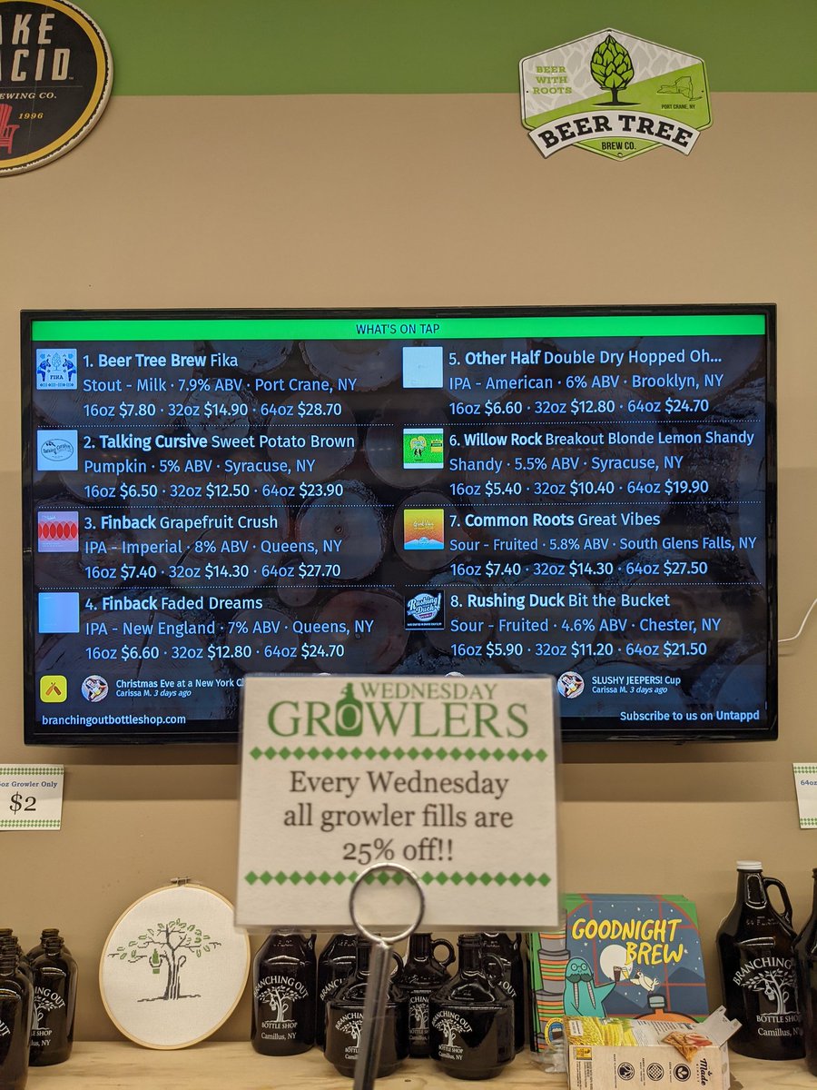 Get those growlers ready because it's #GrowlerWednesday and all fills are 25% off! 
#BranchingOutBottleShop 
#YourCraftBeerStore 
#TapLineUpdate
#WhatsOnTap
#FillThemUp