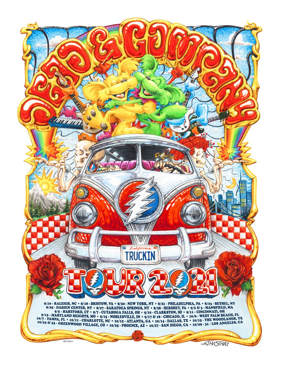 deadandcompany's tweet photo. 𝓦𝓱𝓪𝓽 𝓪 𝓵𝓸𝓷𝓰 𝓼𝓽𝓻𝓪𝓷𝓰𝓮 𝓽𝓻𝓲𝓹 𝓲𝓽'𝓼 𝓫𝓮𝓮𝓷...🌹🚌💀⚡️ From Raleigh to Los Angeles and everywhere in between, thank you for joining us on #DeadandCoTour2021. Re-live the tour and listen on https://t.co/BTNKOgLO8d!

🎨: @AJMasthay https://t.co/GUASgEWVCz